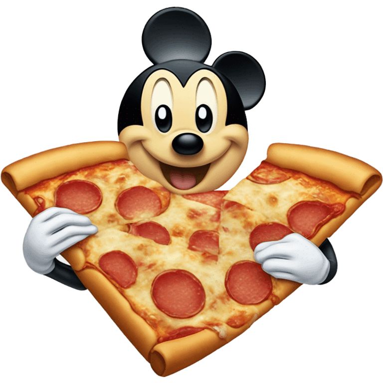 Mickey Mouse eating pizza emoji