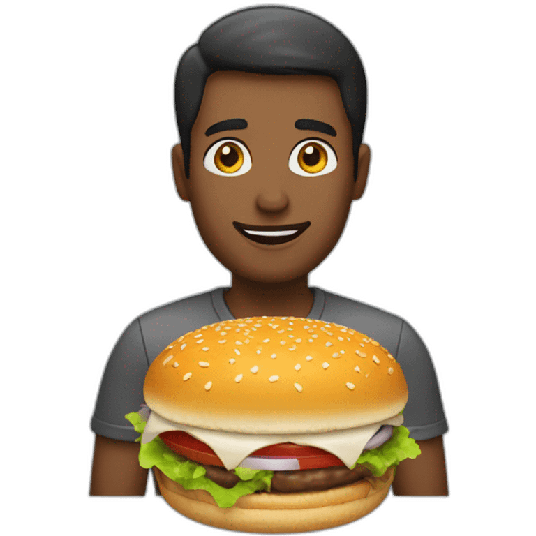 a person with a hamburguer in his hand emoji