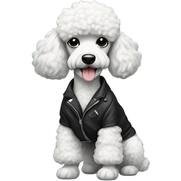 Poodle with black and white jacket  emoji