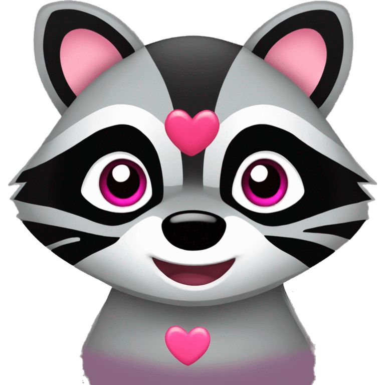 raccoon with pink eyes and a heart in his hands emoji