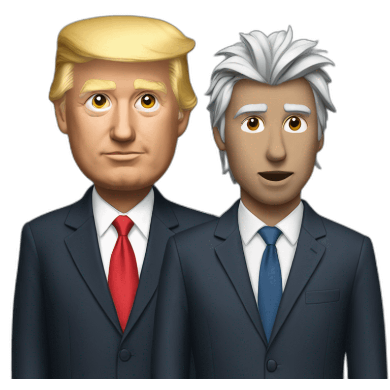 Donald Trump as wolf in suit and hair emoji