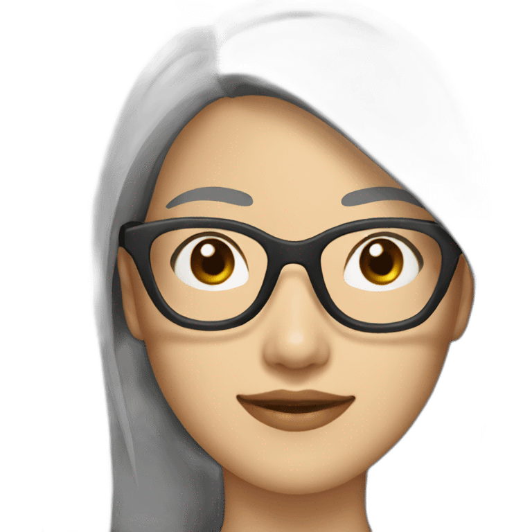 asian woman 32 years old with long black hair and glasses emoji