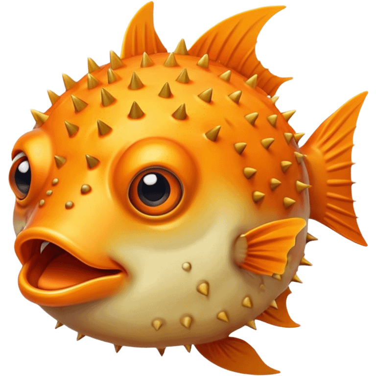 All Orange BlowFish facing forward all Spikes mouthopen emoji