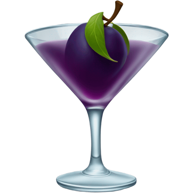 A martini glass with a plum garnish emoji