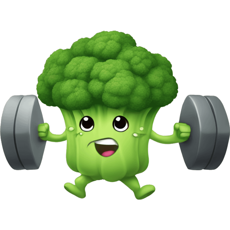 kawaii cute strong broccoli exercising in the gym emoji