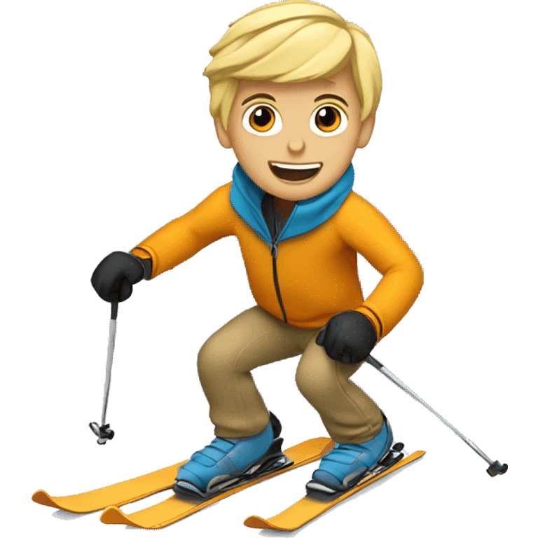 Blond haired boy skiing like a champion emoji