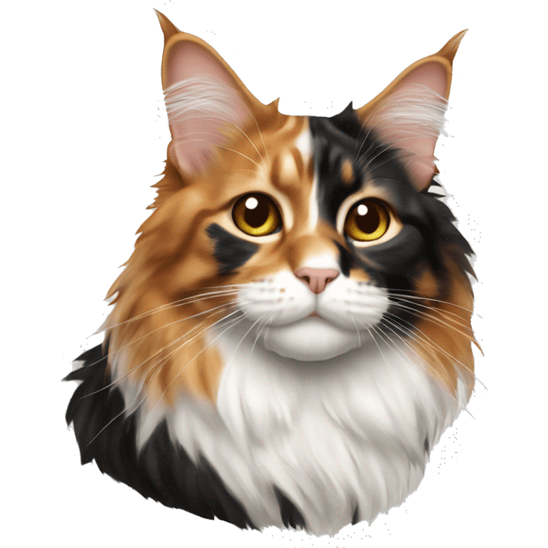  mainecoon cat tricolor ginger face black white emoji