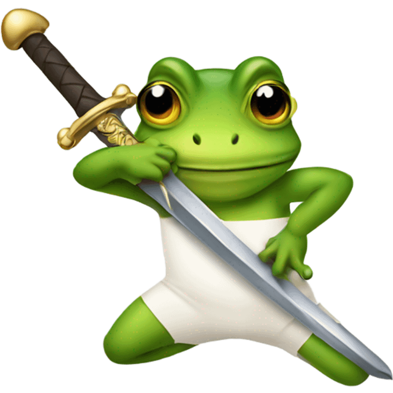 A frog swinging a sword  emoji