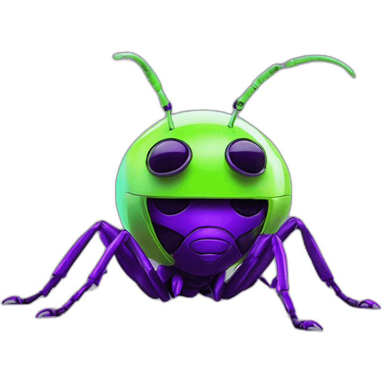 Ants 3D color lemon green and purple neon streetwear cybertech smart Futuristic cyber AR/VR point from him up doing a moonwalker emoji