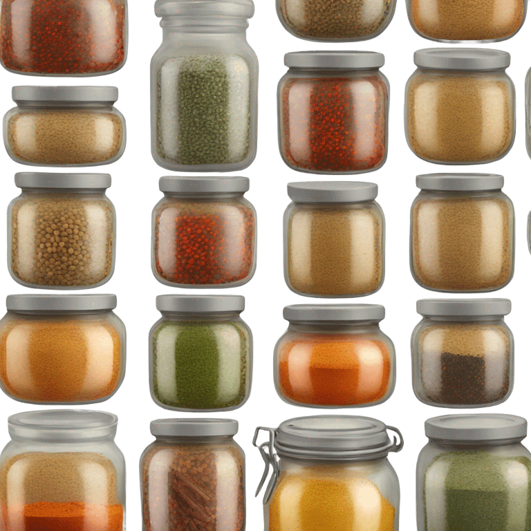 Herbs and spices in different jars and containers  emoji