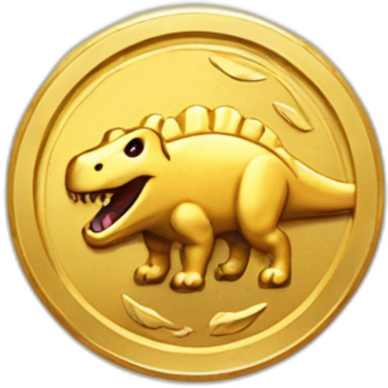 golden coin with dinisaur inside emoji