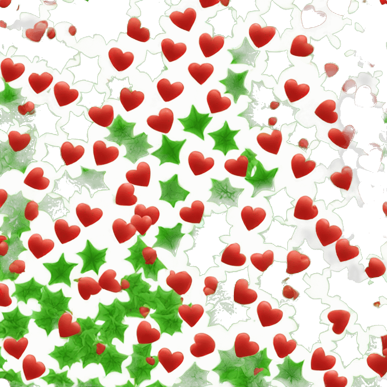 Red Heart with green holly emoji