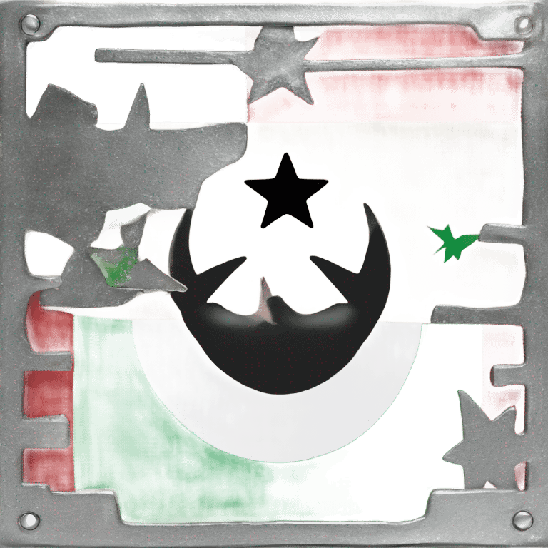 ￼￼ free syria flag green above white metal with the three stars red and in the last black inside ❤️ ￼ emoji