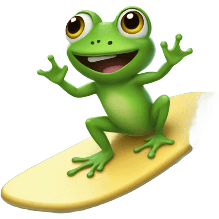 Small frog surfing  emoji