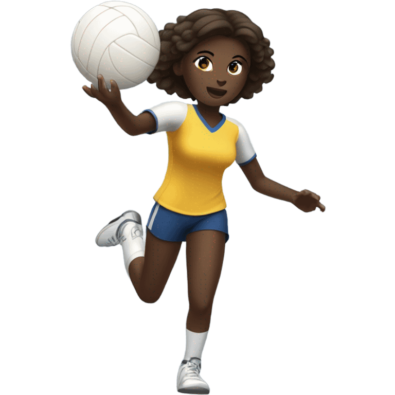 dark skinned teen girl playing volleyball emoji