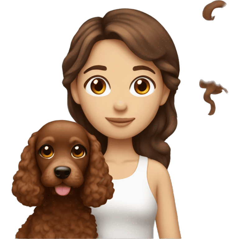 Brown hair long girl with cute red cockapoo emoji