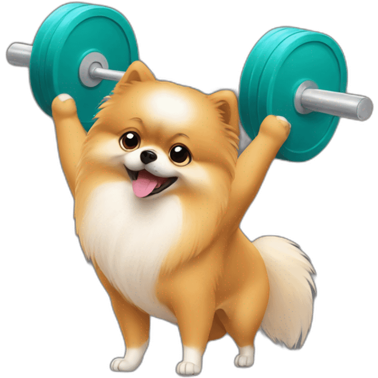 pomeranian weightlifting emoji