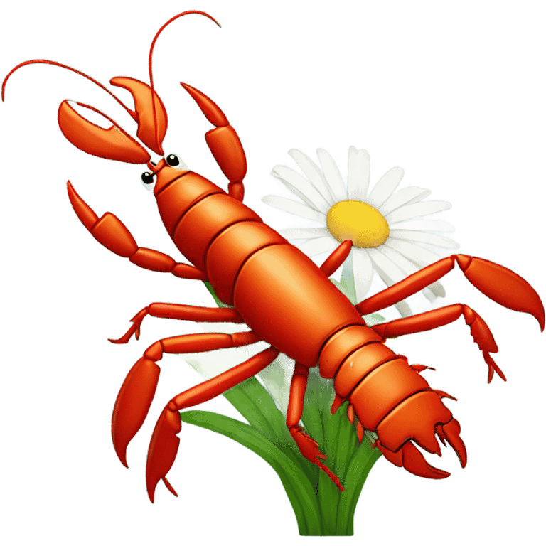 Crawfish with a daisy emoji