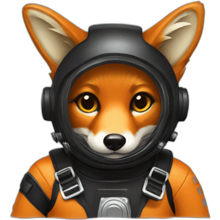 Fox wearing black rubber diving suit emoji