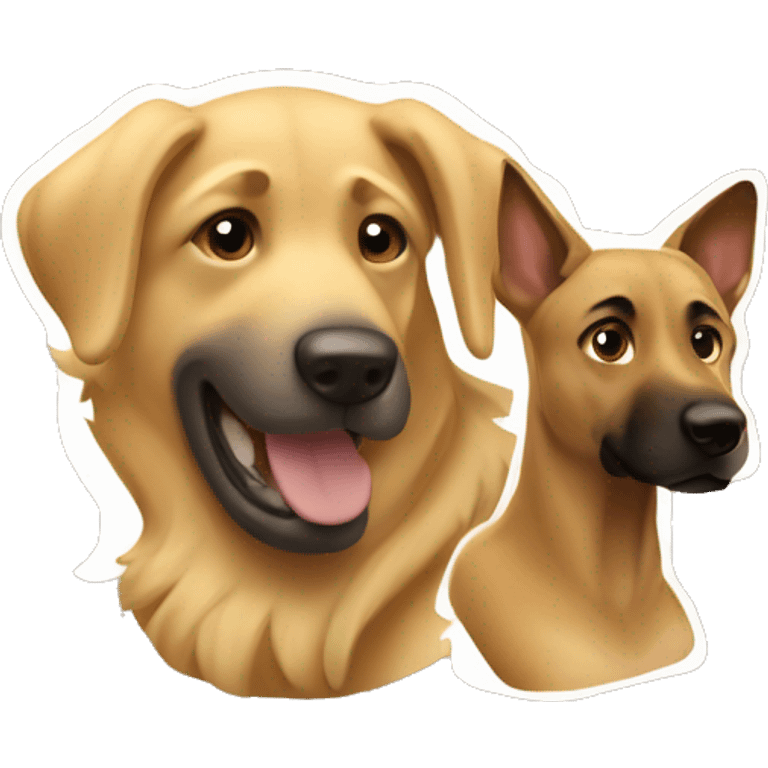 garçon blond qui fait câlin a un malinois emoji