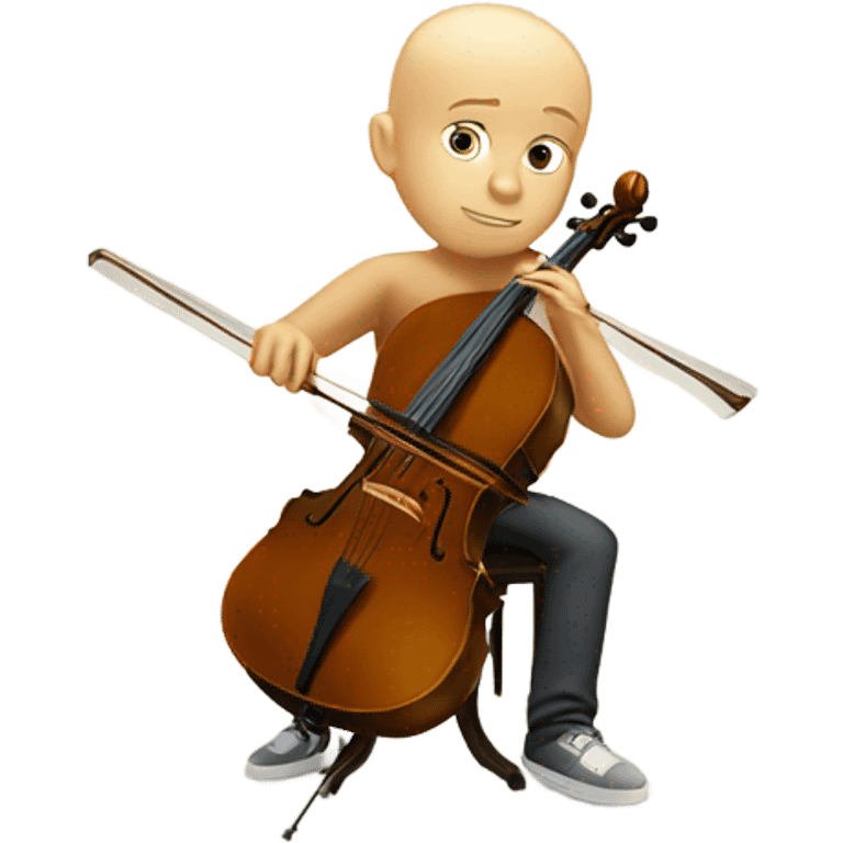 Blonde boy with bald hair playing cello  emoji