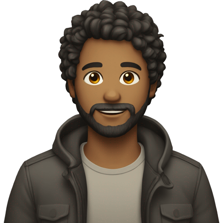 young man with beard and hair to the right emoji