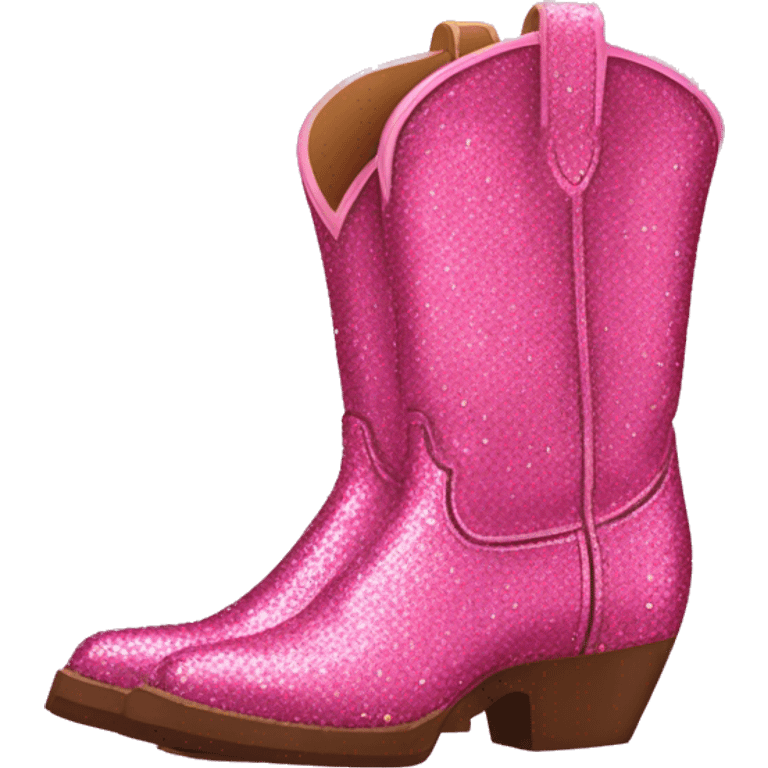 Glitter Pink cowboy boots emoji