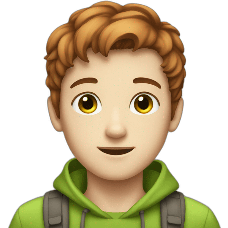 Boy, teenager, short chestnut hair, green eyes, freckles emoji