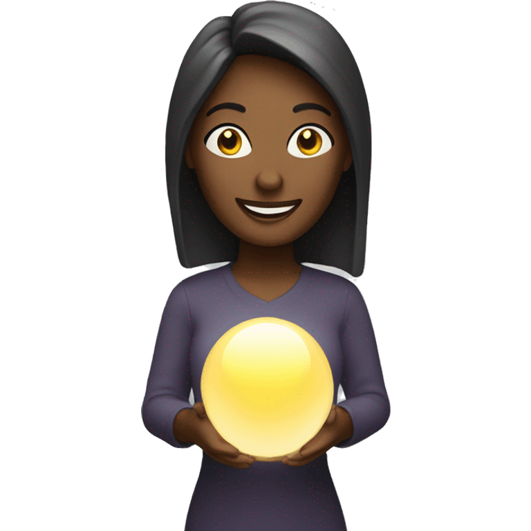 woman happy holding a modern lamp  emoji