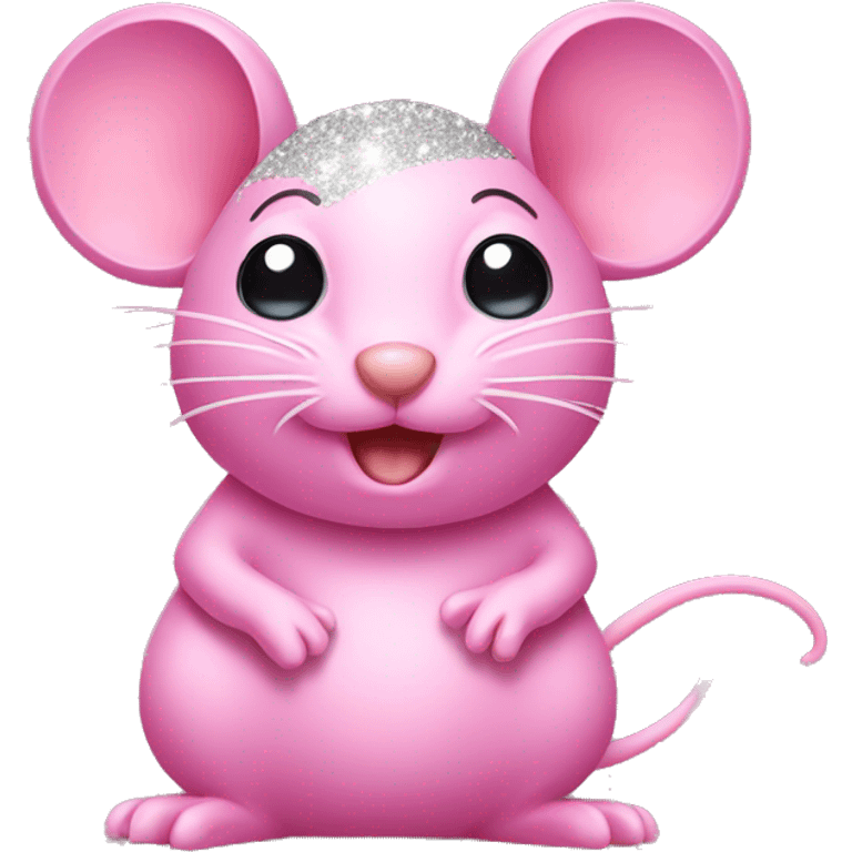 Pink mouse with glitter emoji