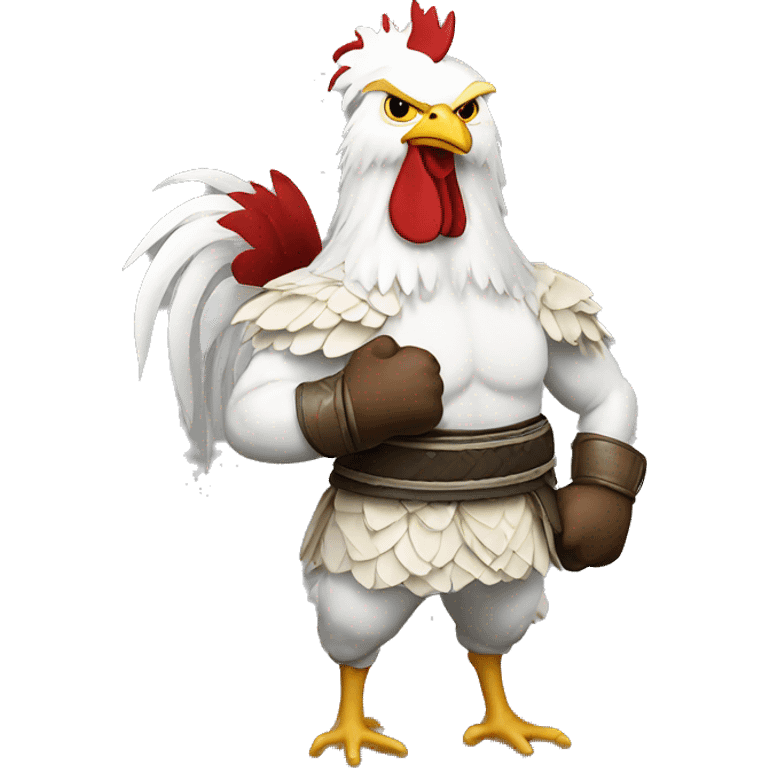 White rooster fighter emoji