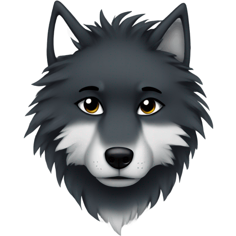 Emo black sad wolf furry alpha emoji