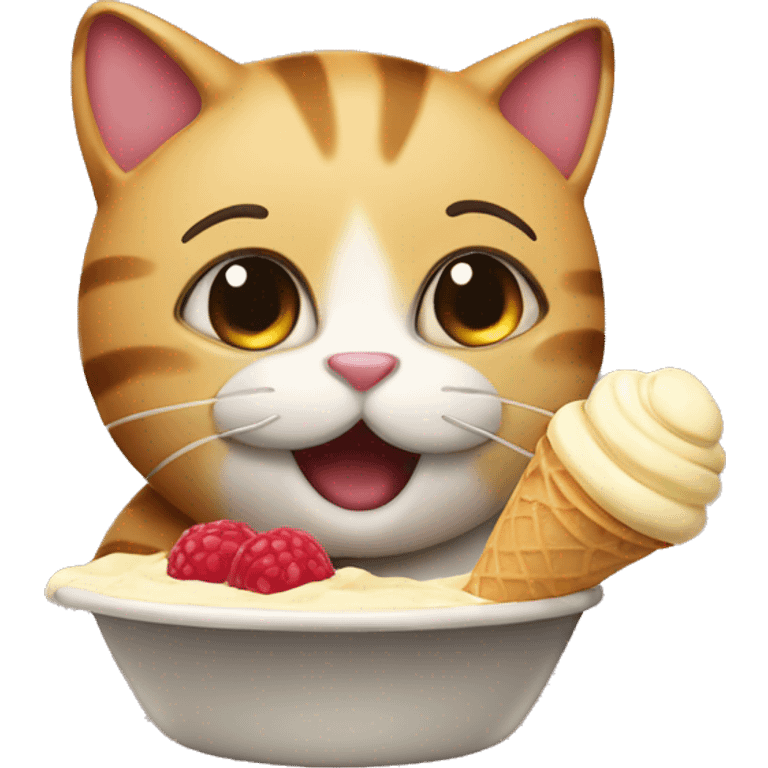 gatto che mangia un gelato  emoji