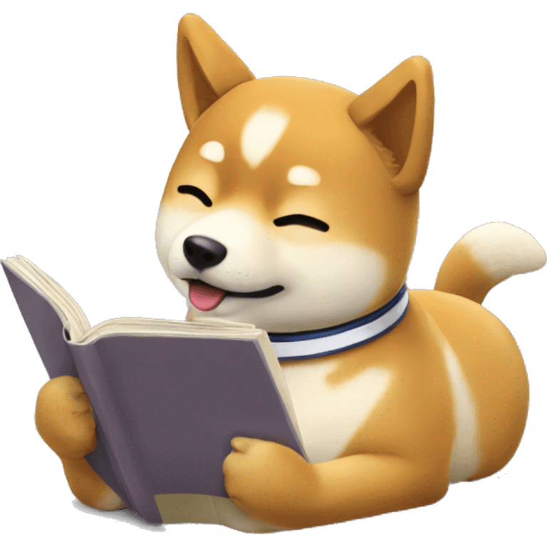 shiba inu reading manga emoji