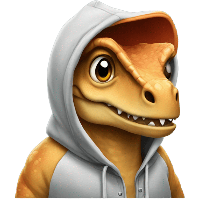 Dinosaur wearing a hoodie emoji