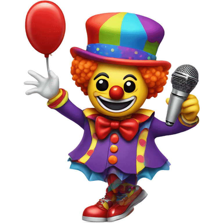 Espresso dressed as a clown also dancing provocatively with a mic emoji