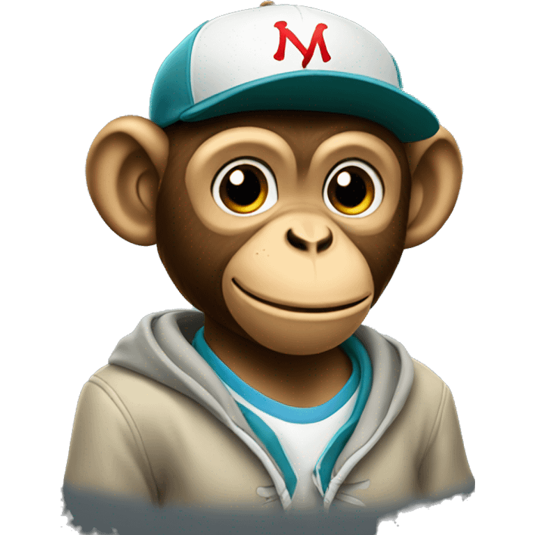 monkey with a baseball hat and sweatshirt emoji