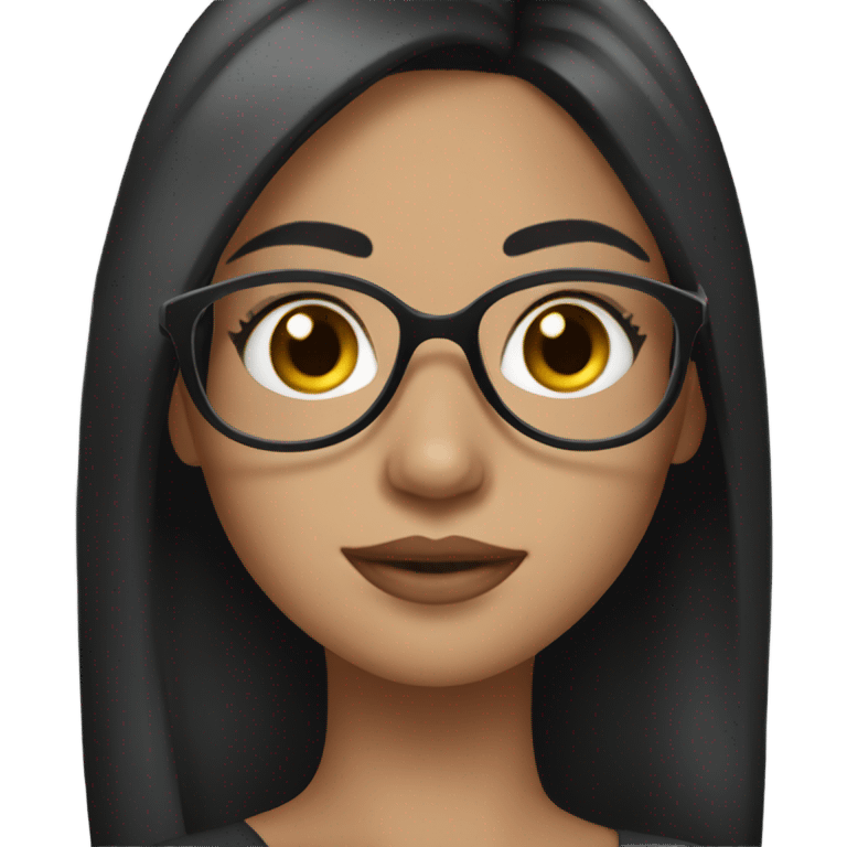 Girl with makeup & black long straight hair with glasses pretty emoji