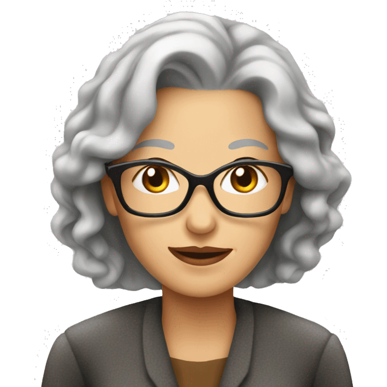 Grey haired lady with coffee emoji