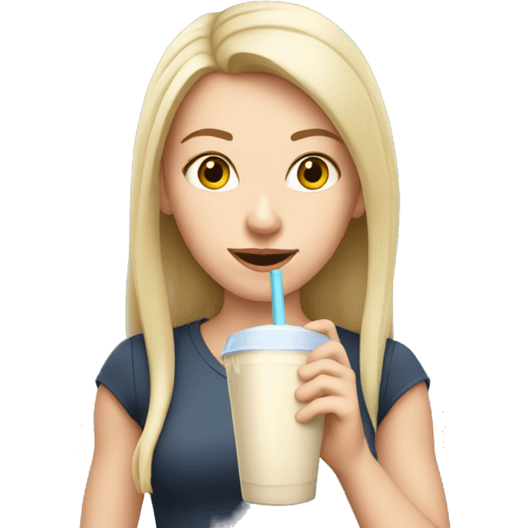 White girl drinking protein shake  emoji