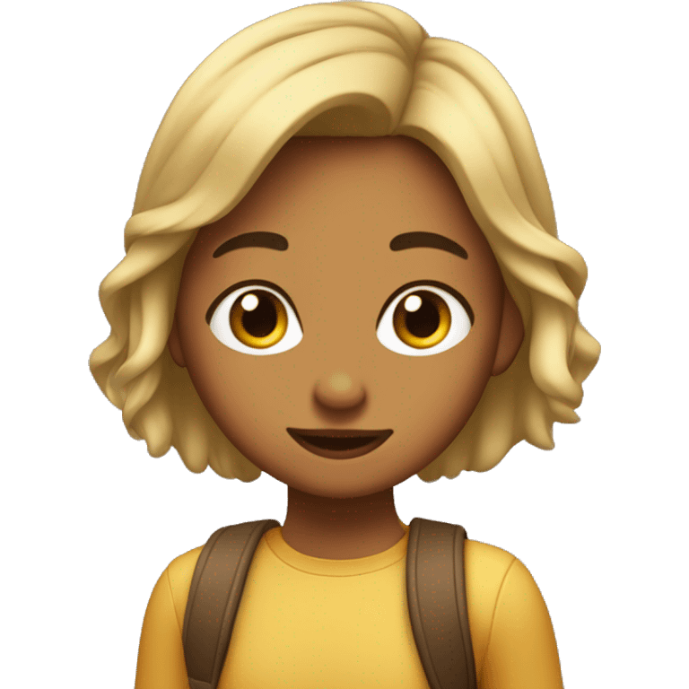 Chica con el pelo corto y castaño yendo al colegio emoji