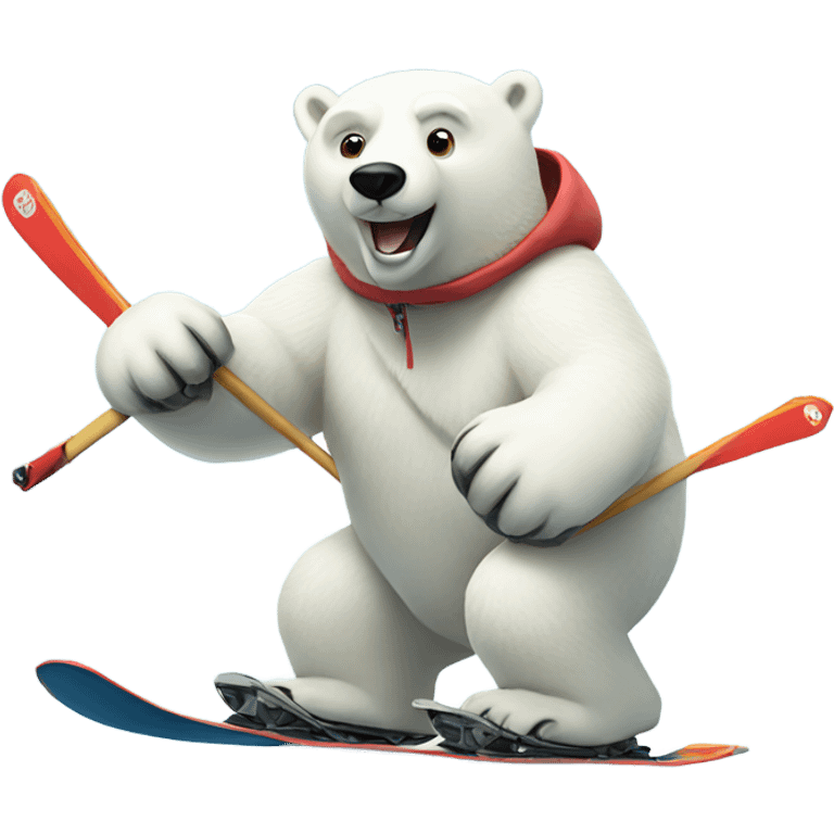 Polar bear skiing emoji