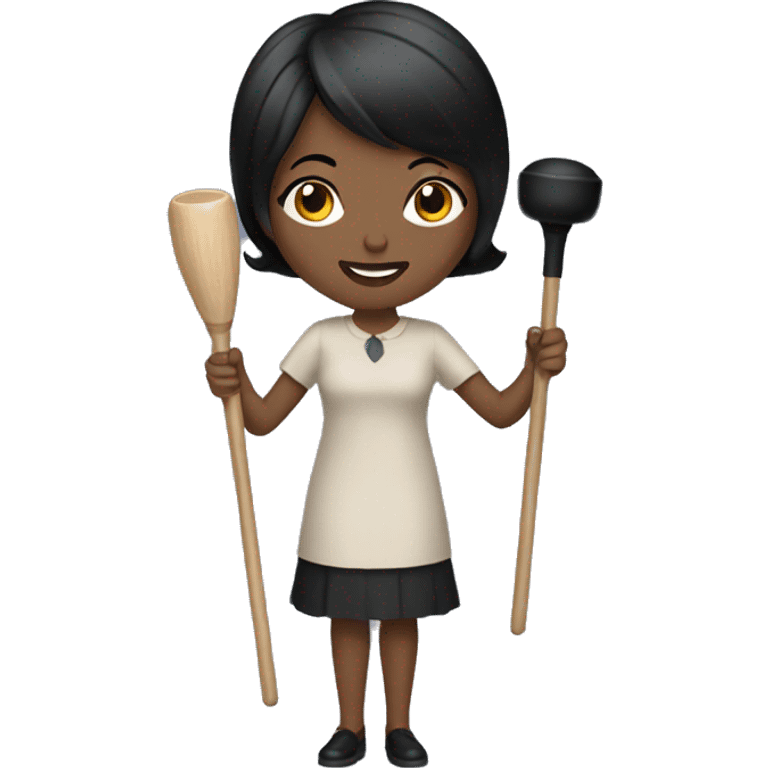 American Woman with short black hair holding plunger emoji