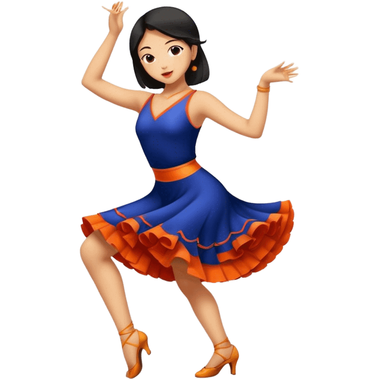 An Asian girl is dancing tango emoji