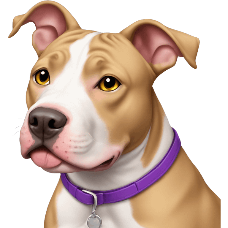 Tan and white pit bull purple nose emoji