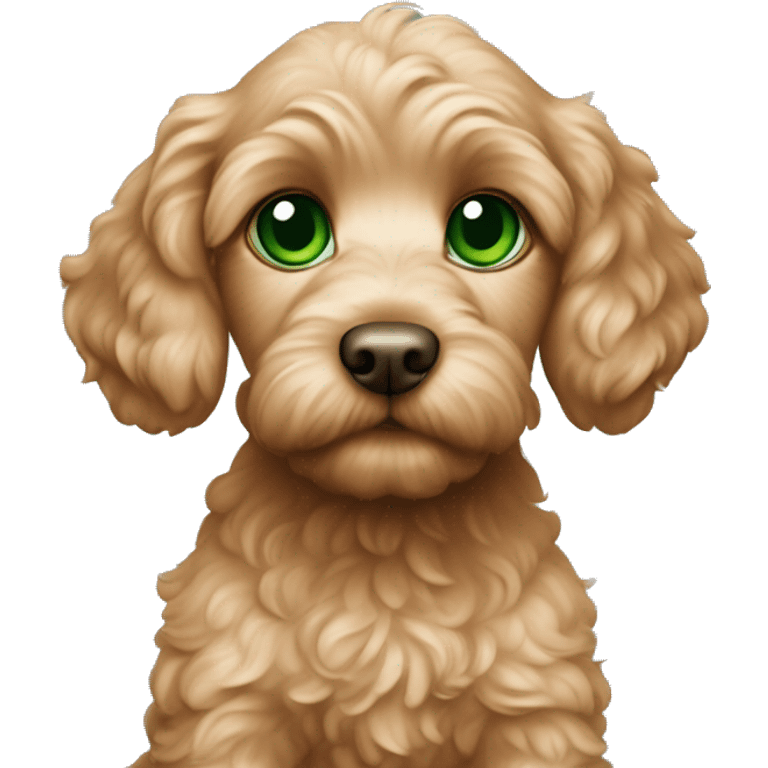 apricot cockapoo puppy with green eyes emoji