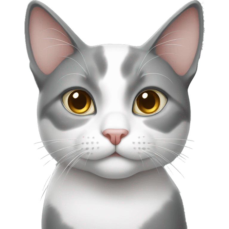 Grey and white cat.  emoji