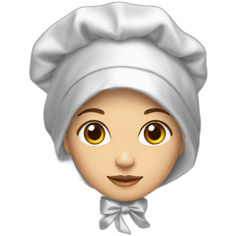 Tisme wearing a satin bonnet emoji