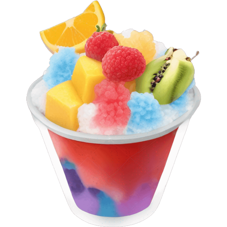 Shaved Ice Fresh Fruit pieces in cup emoji