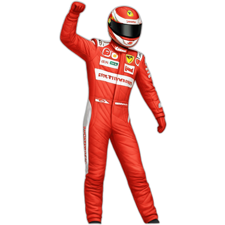 Michael Schumacher red racing suit waving emoji